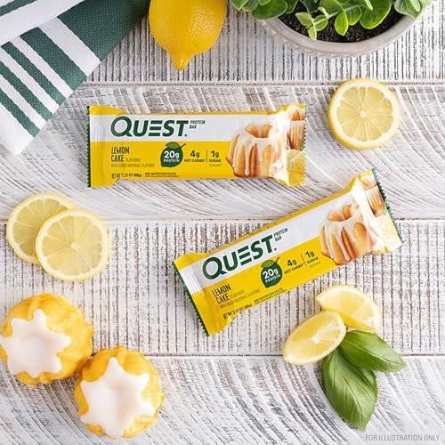 Quest Nutrition Zitronen-Kuchen Proteinriegel – Hoher Proteingehalt, Wenig Kohlenhydrate, Glutenfrei, Keto-freundlich, 4er-Pack
