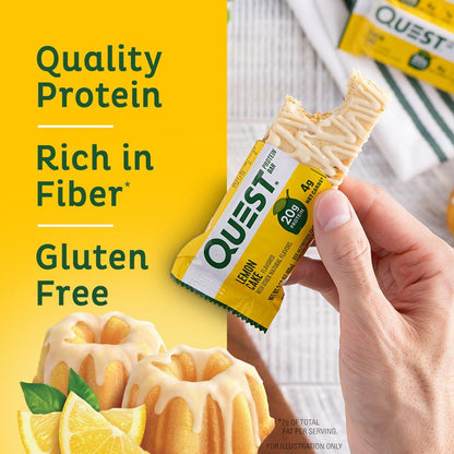 Quest Nutrition Zitronen-Kuchen Proteinriegel – Hoher Proteingehalt, Wenig Kohlenhydrate, Glutenfrei, Keto-freundlich, 4er-Pack