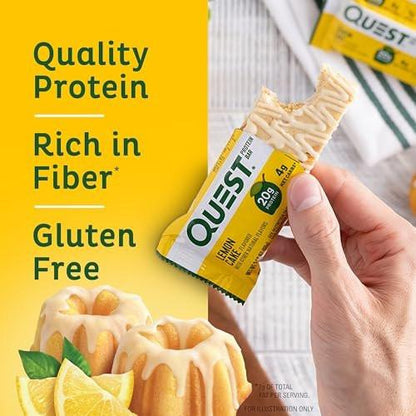 Quest Nutrition Zitronen-Kuchen Proteinriegel – Hoher Proteingehalt, Wenig Kohlenhydrate, Glutenfrei, Keto-freundlich, 4er-Pack