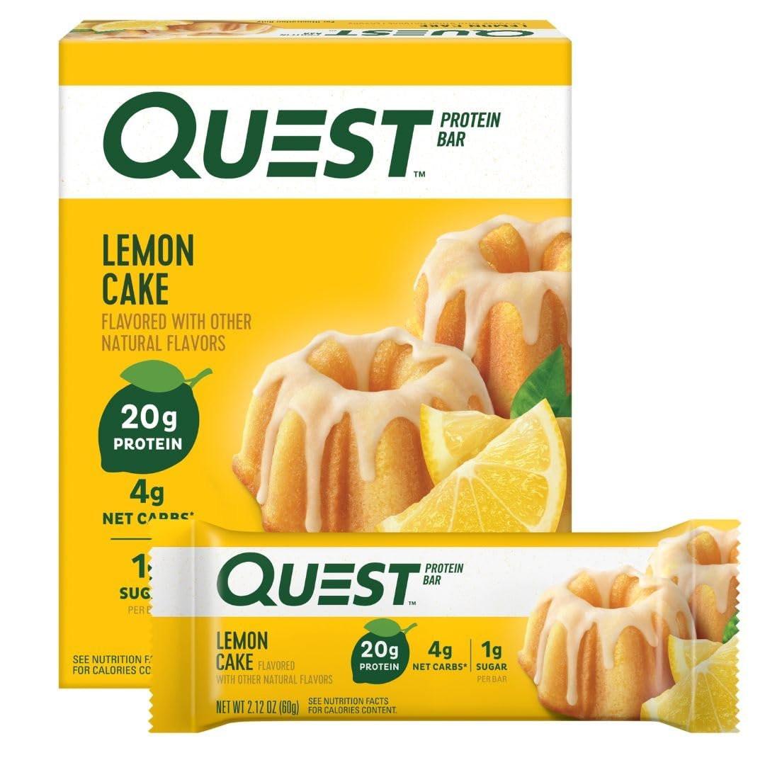 Quest Nutrition Zitronen-Kuchen Proteinriegel – Hoher Proteingehalt, Wenig Kohlenhydrate, Glutenfrei, Keto-freundlich, 4er-Pack