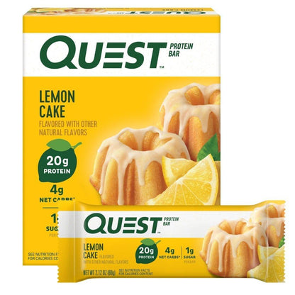 Quest Nutrition Zitronen-Kuchen Proteinriegel – Hoher Proteingehalt, Wenig Kohlenhydrate, Glutenfrei, Keto-freundlich, 4er-Pack