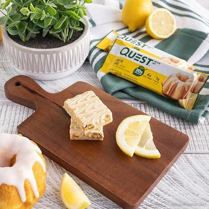 Quest Nutrition Zitronen-Kuchen Proteinriegel – Hoher Proteingehalt, Wenig Kohlenhydrate, Glutenfrei, Keto-freundlich, 4er-Pack