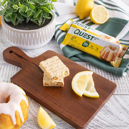 Quest Nutrition Zitronen-Kuchen Proteinriegel – Hoher Proteingehalt, Wenig Kohlenhydrate, Glutenfrei, Keto-freundlich, 4er-Pack