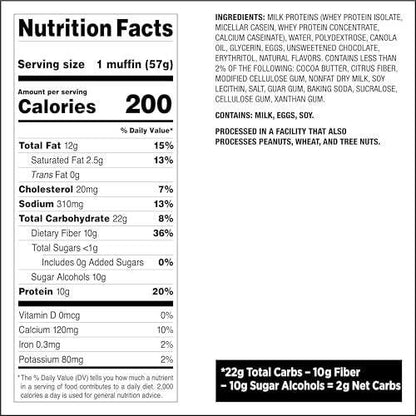 Quest Nutrition Schokoladen-Muffin – 10 g Protein, 2 g Netto-Kohlenhydrate, Weniger als 1 g Zucker, Protein Snack, 4er-Pack