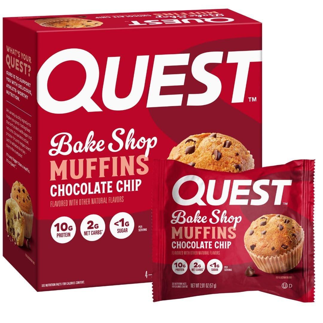 Quest Nutrition Schokoladen-Muffin – 10 g Protein, 2 g Netto-Kohlenhydrate, Weniger als 1 g Zucker, Protein Snack, 4er-Pack