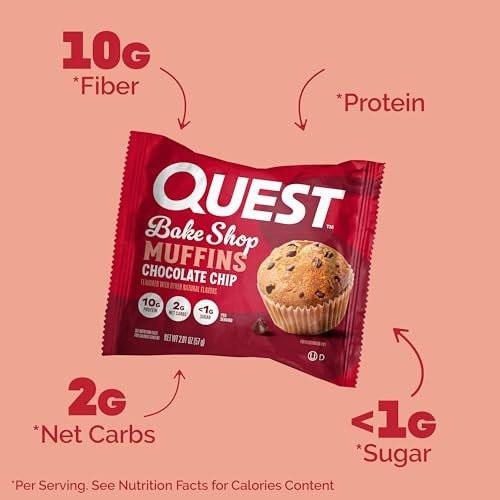 Quest Nutrition Schokoladen-Muffin – 10 g Protein, 2 g Netto-Kohlenhydrate, Weniger als 1 g Zucker, Protein Snack, 4er-Pack