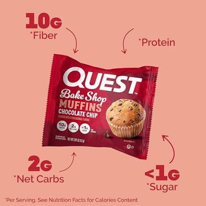 Quest Nutrition Schokoladen-Muffin – 10 g Protein, 2 g Netto-Kohlenhydrate, Weniger als 1 g Zucker, Protein Snack, 4er-Pack