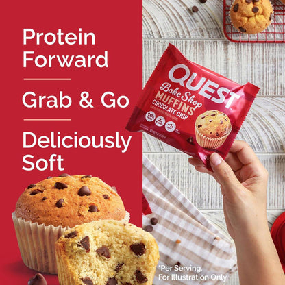 Quest Nutrition Schokoladen-Muffin – 10 g Protein, 2 g Netto-Kohlenhydrate, Weniger als 1 g Zucker, Protein Snack, 4er-Pack