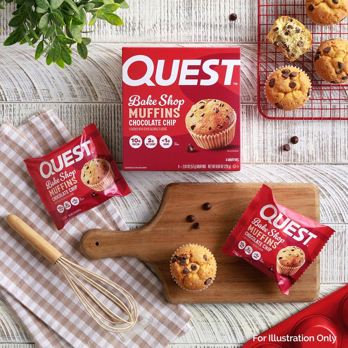 Quest Nutrition Schokoladen-Muffin – 10 g Protein, 2 g Netto-Kohlenhydrate, Weniger als 1 g Zucker, Protein Snack, 4er-Pack