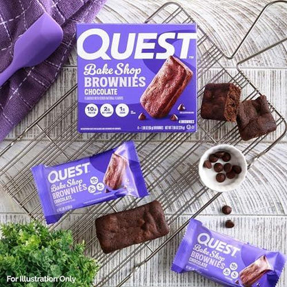 Quest Bake Shop Schokoladen-Brownies, 10g Protein, 2g Netto-Kohlenhydrate, 1g Zucker, 4er-Pack