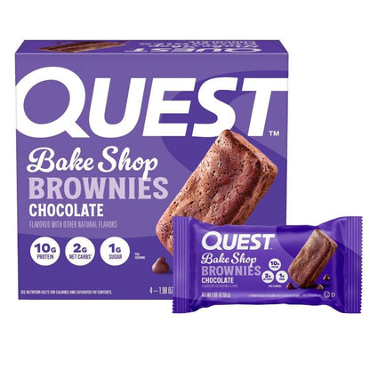 Quest Bake Shop Schokoladen-Brownies, 10g Protein, 2g Netto-Kohlenhydrate, 1g Zucker, 4er-Pack