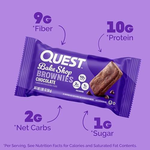 Quest Bake Shop Schokoladen-Brownies, 10g Protein, 2g Netto-Kohlenhydrate, 1g Zucker, 4er-Pack