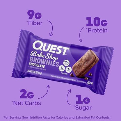 Quest Bake Shop Schokoladen-Brownies, 10g Protein, 2g Netto-Kohlenhydrate, 1g Zucker, 4er-Pack