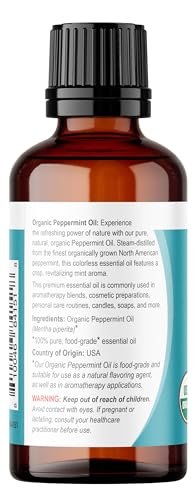 Viva Doria Bio-Pfefferminzöl, USDA-zertifiziert, 100% reines, natürliches ätherisches Öl, unverdünnt, für Aromatherapie | Lebensmittelqualität, 30 ml (1 Fl Oz)