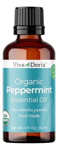Viva Doria Bio-Pfefferminzöl, USDA-zertifiziert, 100% reines, natürliches ätherisches Öl, unverdünnt, für Aromatherapie | Lebensmittelqualität, 30 ml (1 Fl Oz)