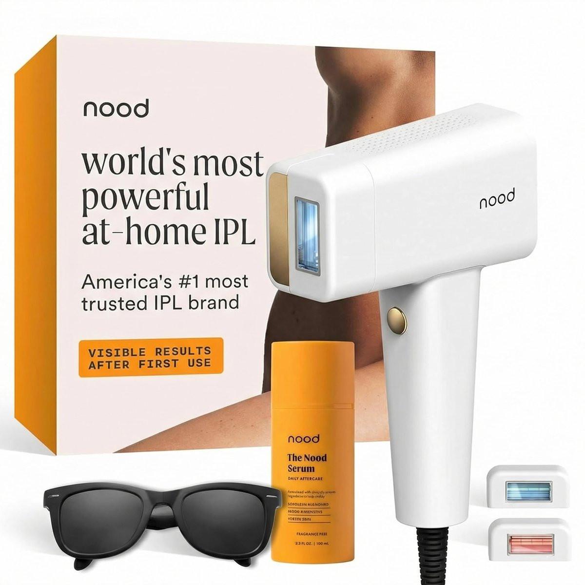 Nood™ Flasher Pro + Slow-Grow Serum – IPL-Haarentfernungsgerät für Frauen und Männer + Aftershave-Serum zur Verlangsamung des Haarwuchses, Reduzierung von eingewachsenen Haaren und Hautirritationen – Glanzweiß