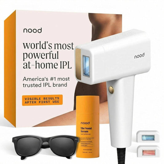 Nood™ Flasher Pro + Slow-Grow Serum – IPL-Haarentfernungsgerät für Frauen und Männer + Aftershave-Serum zur Verlangsamung des Haarwuchses, Reduzierung von eingewachsenen Haaren und Hautirritationen – Glanzweiß