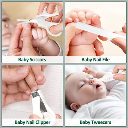 Baby Gesundheits- und Pflegeset für Neugeborene, 31-teiliges Sicherheits-Babypflegeset, Neugeborenen-Pflegeset (Grau-Weiß)