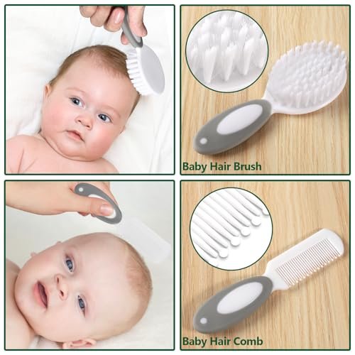 Baby Gesundheits- und Pflegeset für Neugeborene, 31-teiliges Sicherheits-Babypflegeset, Neugeborenen-Pflegeset (Grau-Weiß)