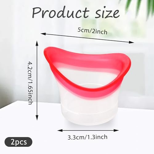 Ptwola 2er-Set Augenbrauenbecher, Augenreiniger-Set aus Silikon, wiederverwendbare Augenpflegebecher zum Ausspülen, tragbar mit Aufbewahrungsbehälter, für müde Augen, Staub, Make-up, Reizstoffe – Pink & Blau