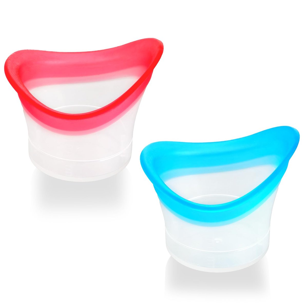 Ptwola 2er-Set Augenbrauenbecher, Augenreiniger-Set aus Silikon, wiederverwendbare Augenpflegebecher zum Ausspülen, tragbar mit Aufbewahrungsbehälter, für müde Augen, Staub, Make-up, Reizstoffe – Pink & Blau