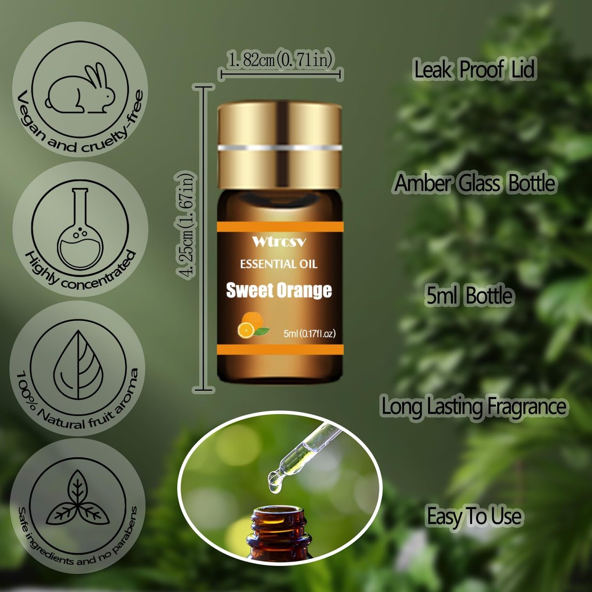 Wtrcsv Ätherische Öle Set – Die Top 15 Düfte für Diffuser, Luftbefeuchter, Hautpflege, Aromatherapie, Massage, Kerzen- und Seifenherstellung – Geschenkset (5 ml)