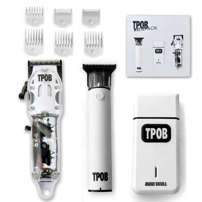 TPOB Slime 2 Herren Haarschneider Trimmer Rasiermaschine Set mit Mattweißem Etui und Fade Klinge