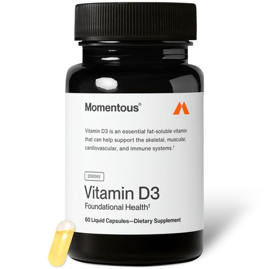 Momentous Vitamin D3 Kapseln - 2.000 IE für grundlegende Gesundheitsunterstützung - NSF-zertifiziert für Sport - glutenfrei - 60 Portionen