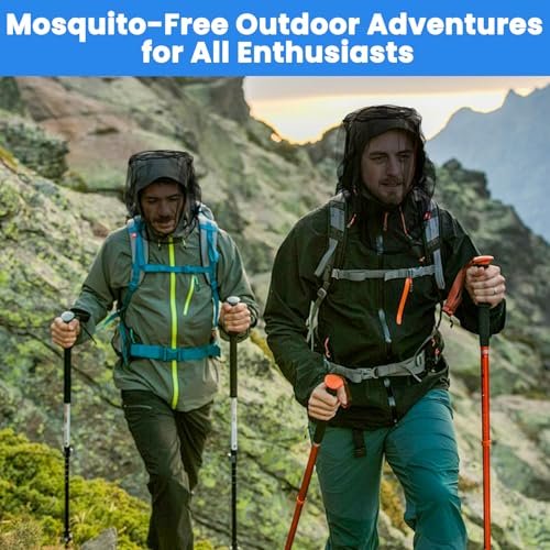 GuoluvSoo 2er-Pack Moskitonetz für den Kopf mit Kordelzug – Extra groß & lang, Premium atmungsaktives Insektennetz, Universal-Passform für Hüte, Mückennetz für Hut, ideal zum Wandern, Camping, Angeln, Gartenarbeit