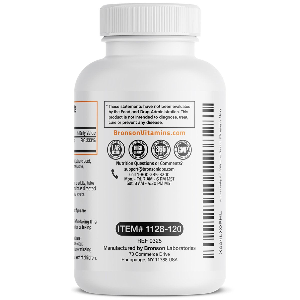Bronson Methyl B12 5000 mcg – Vitamin B12 Methylcobalamin für Energie & Gehirnunterstützung, 120 Lutschtabletten