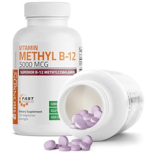 Bronson Methyl B12 5000 mcg – Vitamin B12 Methylcobalamin für Energie & Gehirnunterstützung, 120 Lutschtabletten