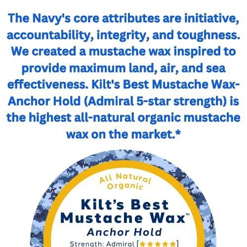 Kilt Beard Co. Anchor Hold Mustache Wax – Extreme Halt für Wettbewerbe & präzises Styling – nicht klebrig, hitzebeständig, unparfümiert, natürlich & bio – Bienenwachs & Carnaubawachs