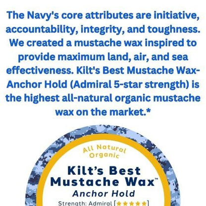 Kilt Beard Co. Anchor Hold Mustache Wax – Extreme Halt für Wettbewerbe & präzises Styling – nicht klebrig, hitzebeständig, unparfümiert, natürlich & bio – Bienenwachs & Carnaubawachs