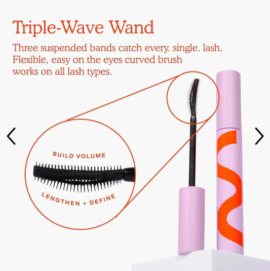 Tower Two Eight Triple-Wave Volumizing Mascara – Reichhaltiges Espresso-Braun, vegane Formel mit Rizinusöl, wasserresistent, verlängernd und definierend