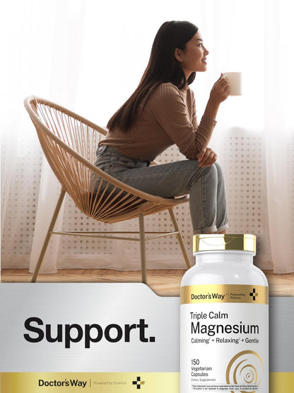 Doctor's Way Triple Magnesium Komplex | 150 Kapseln | Citrat, Glycinat & Malat | Vegetarisch, Non-GMO, Glutenfrei