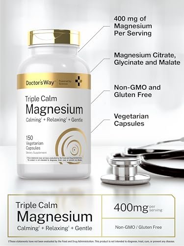 Doctor's Way Triple Magnesium Komplex | 150 Kapseln | Citrat, Glycinat & Malat | Vegetarisch, Non-GMO, Glutenfrei