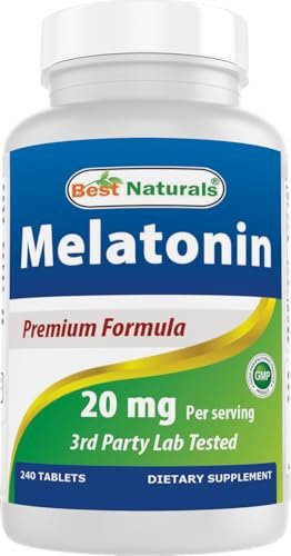 Best Naturals Melatonin 20 mg – 240 Tabletten – Schlafhilfe ohne Arzneimittel – Nicht-GVO & Glutenfrei