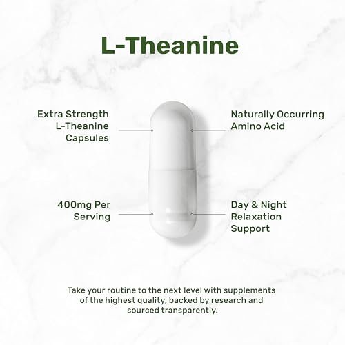 L-Theanin 400 mg, 400 Kapseln – Hochdosiertes Theanin-Präparat – Aminosäure für Fokus und Entspannung – Non-GMO & Glutenfrei