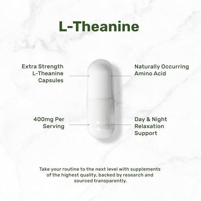 L-Theanin 400 mg, 400 Kapseln – Hochdosiertes Theanin-Präparat – Aminosäure für Fokus und Entspannung – Non-GMO & Glutenfrei