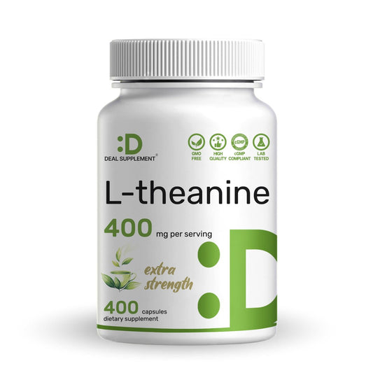 L-Theanin 400 mg, 400 Kapseln – Hochdosiertes Theanin-Präparat – Aminosäure für Fokus und Entspannung – Non-GMO & Glutenfrei