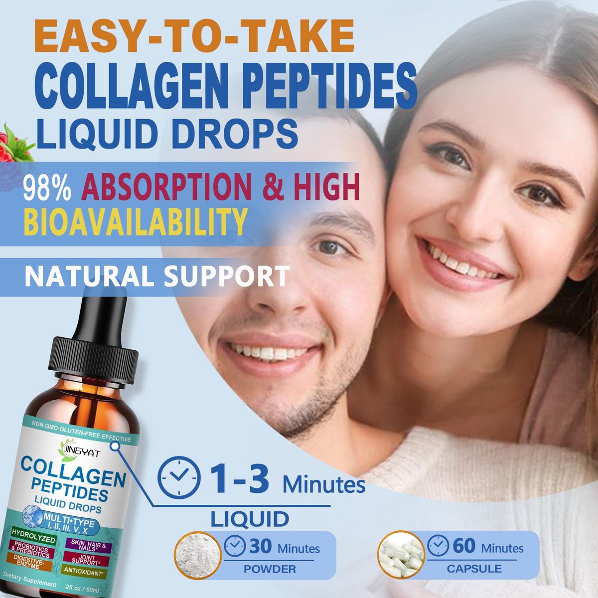 Kollagen-Peptid-Flüssigtropfen – Multi-Kollagen-Peptide für Haut, Haare, Nägel, Gelenke, Knochen und Darmgesundheit – Hydrolysierte Flüssigkollagen-Peptide mit Glucosamin, Chondroitin, MSM, Biotin und Vitaminen für Frauen und Männer