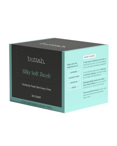 Buttah Skin Einweg-Gesichtstücher, 50 Stück – Extra dick, weich, groß, für empfindliche Haut, Reisen und Make-up-Entfernung