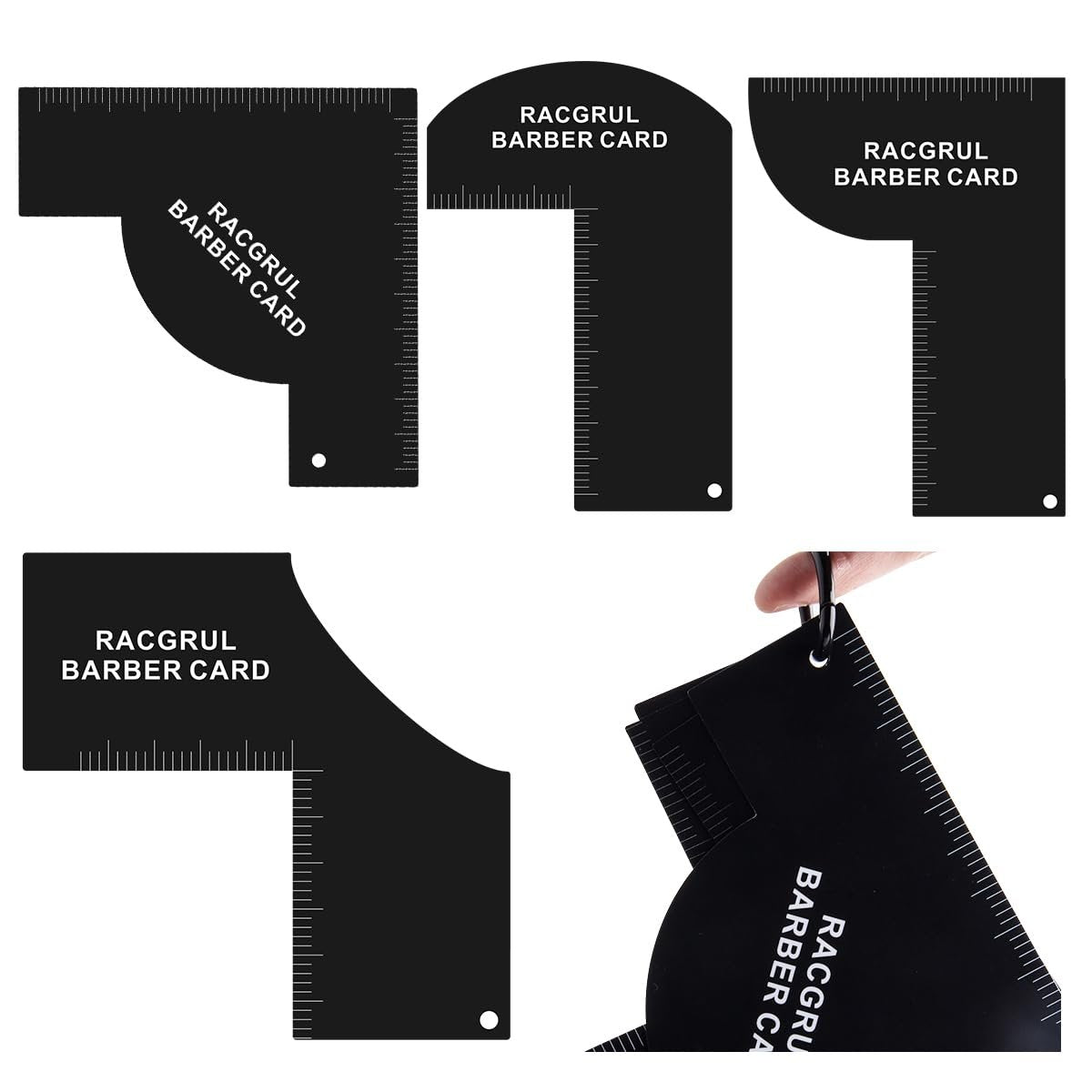 Enhancement Card für Friseure mit Messindikatoren, wiederverwendbare Haaransatz-Schablone, Bart-Line-Up-Vorlage, Farbspray-Kantenwerkzeug, leicht zu reinigende Haaransatz-Führung für Barbiere