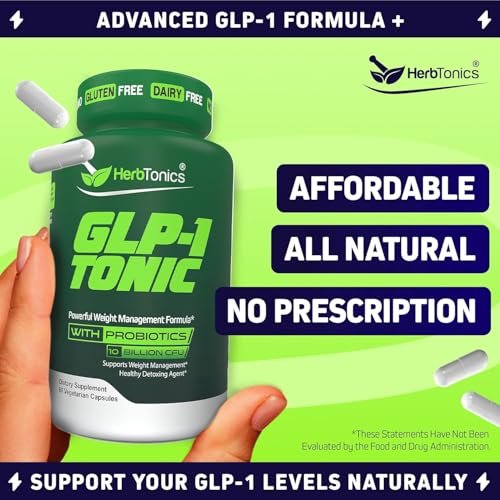 Herbtonics GLP-1 Tonic – Natürliche GLP-1 Unterstützung mit Apfelessig, BHB-Salzen, Probiotika & Kurkuma – Unterstützt Appetit, Gewicht, Stoffwechselgleichgewicht, Darmgesundheit & Energie – 60 vegane Kapseln