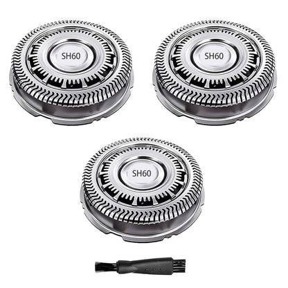 SH60 Ersatzklingen kompatibel mit Philips Norelco Serie 6000, SH60 Ersatzscherköpfe passend für Philips Rasierer S6880/81 S6850/85 S6810/82 u.a. Modelle (3er-Pack)