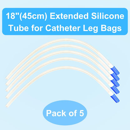 5er-Pack 45 cm Beinbeutel-Verlängerungsschlauch – Steril, Latexfrei, Medizinisches Silikon – Katheterzubehör