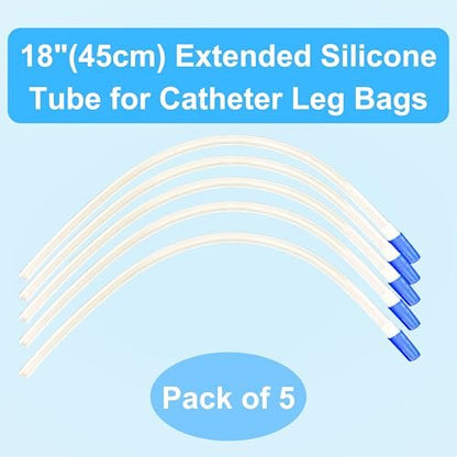 5er-Pack 45 cm Beinbeutel-Verlängerungsschlauch – Steril, Latexfrei, Medizinisches Silikon – Katheterzubehör