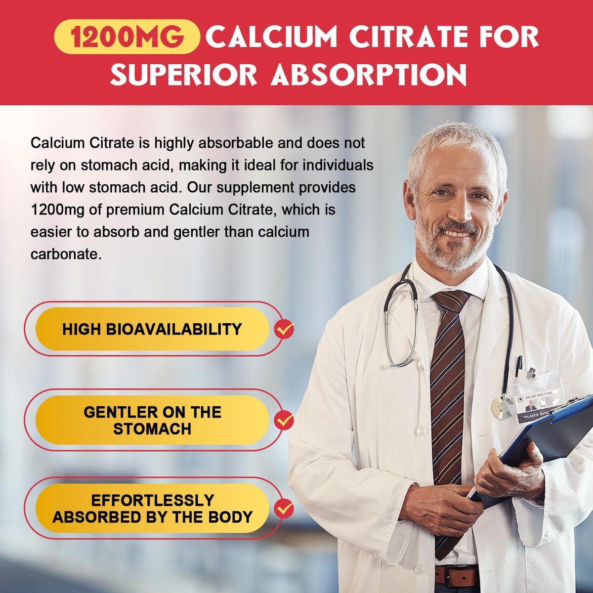 Calcium Citrat Gummis, Calcium 1200 mg mit Vitamin D3, K2, Magnesium, Zink für Knochen-, Muskel- und Immununterstützung, Hochabsorbierendes Calciumpräparat für Frauen & Männer, Himbeergeschmack, 60 Stück