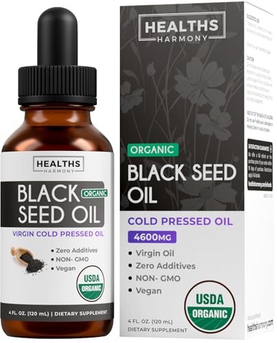 USDA Bio Schwarzkümmelöl flüssig (118 ml) – Kaltgepresstes Nigella Sativa Bio-Öl, Antioxidans, Vegan, Glutenfrei, Non-GMO