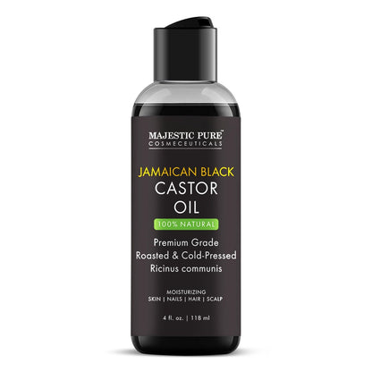 Majestic Pure Jamaican Black Castor Oil - 100% rein & natürlich - Premiumqualität, kaltgepresst, hexanfrei - für Haare, Wimpern, Augenbrauen, Nägel - feuchtigkeitsspendend & pflegend - 118 ml